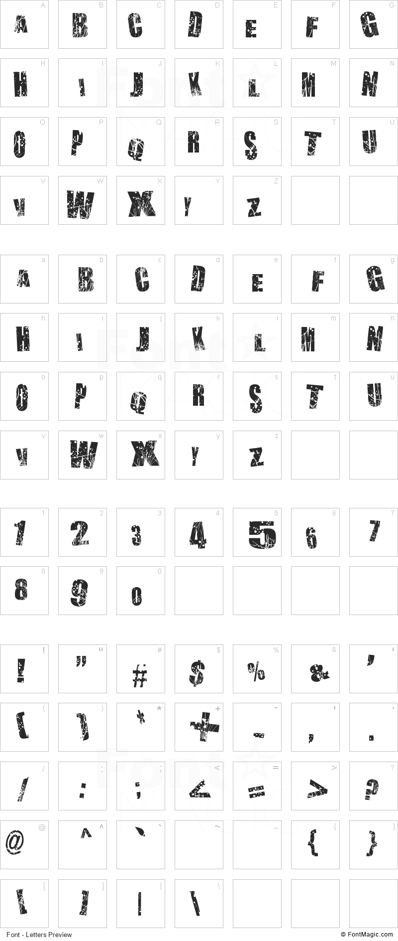 Chaos in Wisconsin Font - All Latters Preview Chart